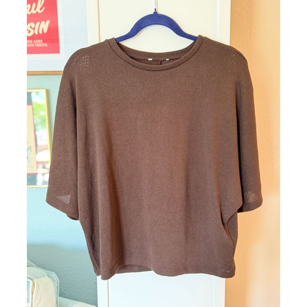 Zara Brown Knit Short Sleeve T-Shirt Top - M